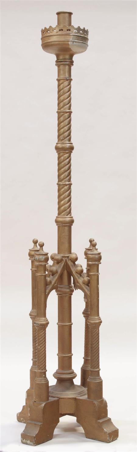 Appraisal: A Victorian Gothic Revival giltwood torchere with pierced drip tray