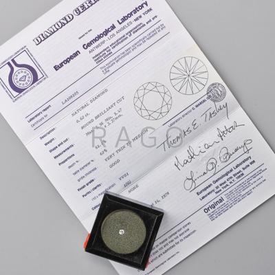 Appraisal: UNMOUNTED SEALED DIAMOND CT EGL report LA Aug describes round