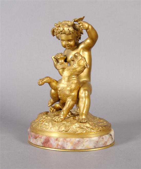 Appraisal: A Continental Gilt Bronze Figural Group Height inches