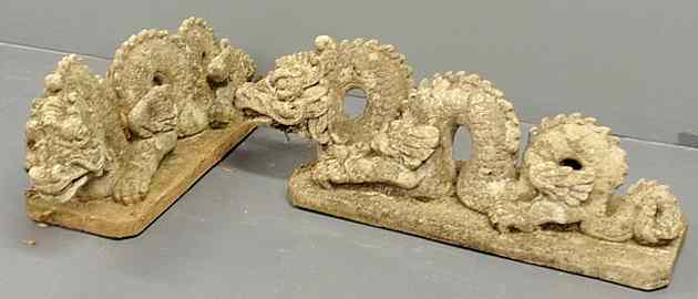 Appraisal: Pair of cast stone dragon garden ornaments h x l