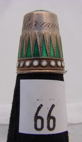 Appraisal: Norway s thimble with green stone on top green stone