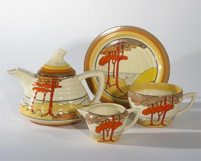 Appraisal: Coral Firs' a Clarice Cliff Bizarre Lynton part tea set