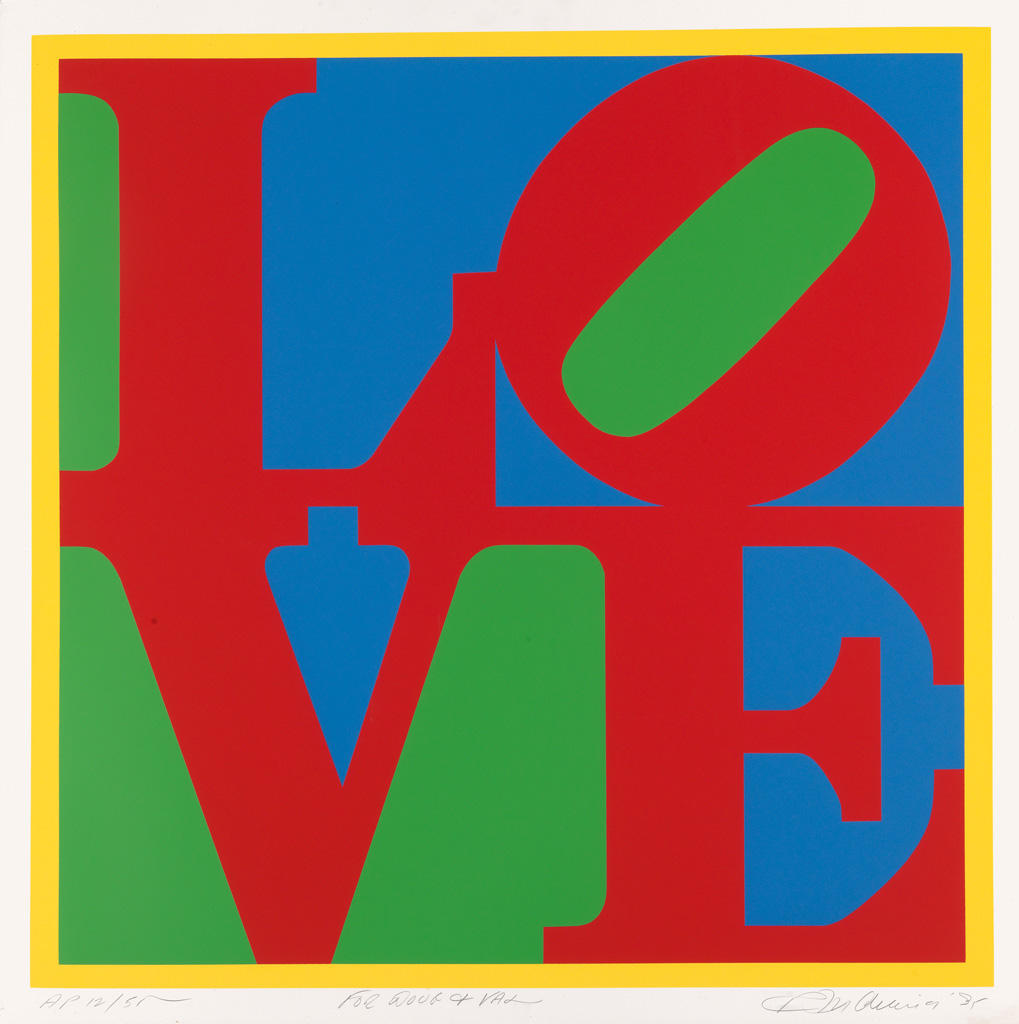 Appraisal: ROBERT INDIANA Heliotherapy Love Color screenprint on heavy wove paper