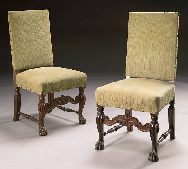 Appraisal: A set of ten Continental Baroque style walnut dining chairs