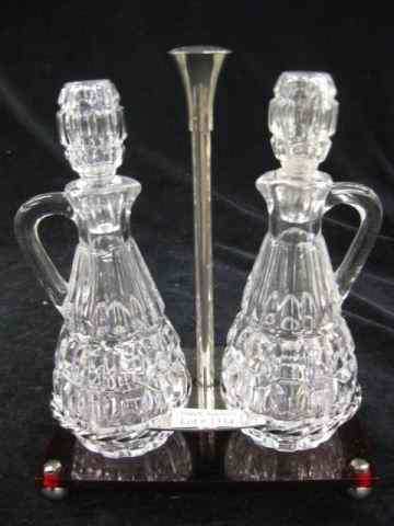 Appraisal: Pair of Cruets and Stand clear with silverplate ruby glass