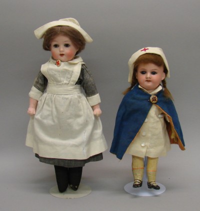 Appraisal: Pair of bisque head nurse dolls Armand Marseille DRGM A