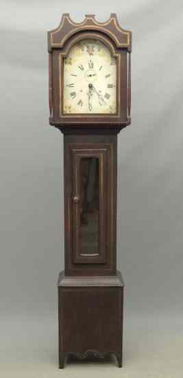 Appraisal: th c painted grandfather clock Face marked ''P Batteray ''