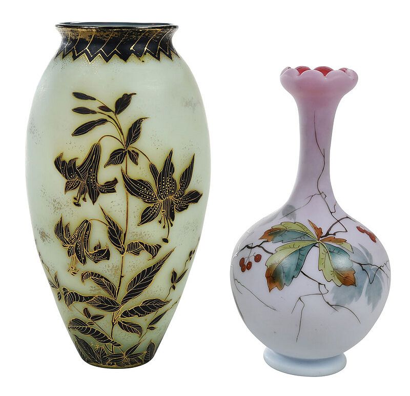 Appraisal: Mt Washington and New England Art Glass Vases American late