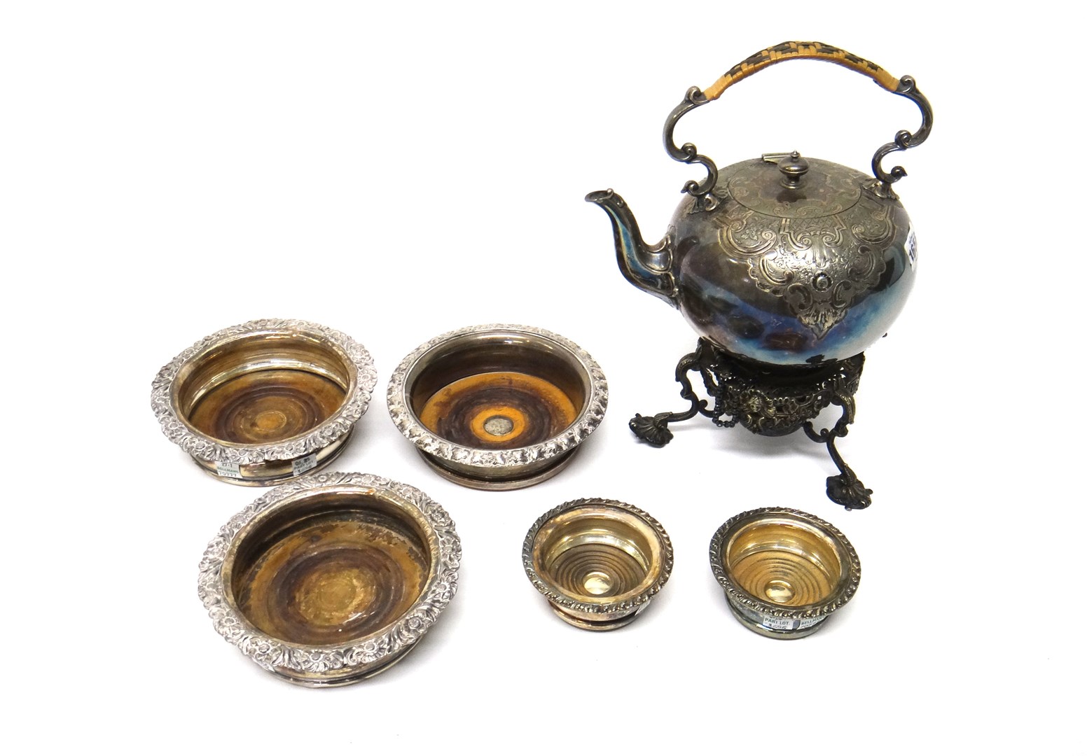 Appraisal: Plated wares comprising a tea kettle of early th century