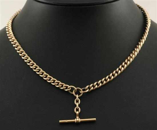 Appraisal: A gold fob chain The curblink chain with T-Bar fitting