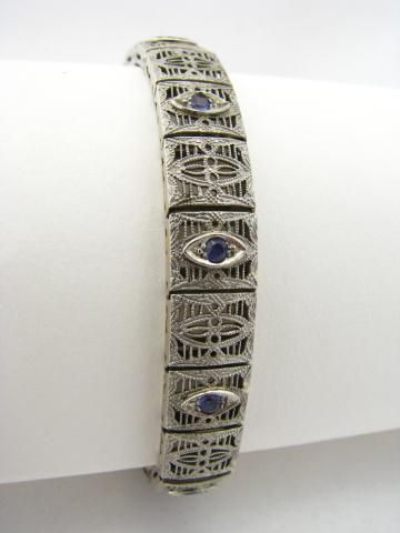 Appraisal: K white gold filigree bracelet with amethyst accents