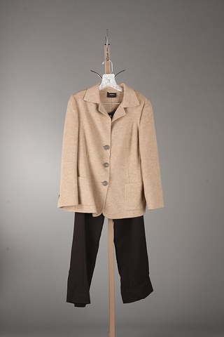 Appraisal: Akris camel color cashmere jacket with black wool slacks Approx