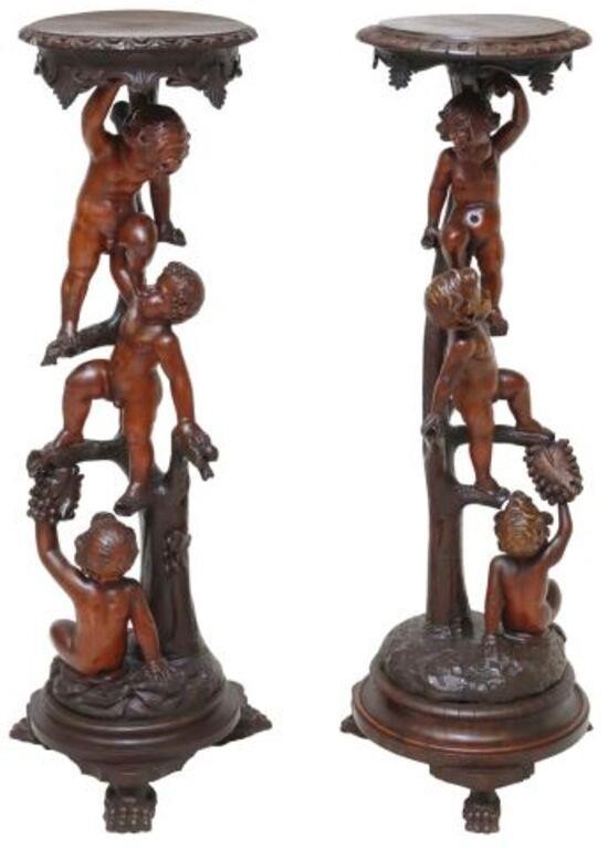 Appraisal: lot of French figural carved pedestals a near pair in