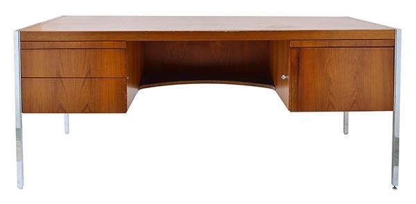 Appraisal: KNOLL DESK AMERICAN WALNUT AND POLISHED CHROME FOR KNOLL INTERNATIONAL