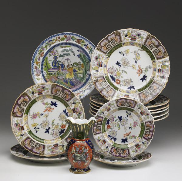 Appraisal: ENGLISH IRONSTONE Twelve pieces of Mason s Ironstone ten matching