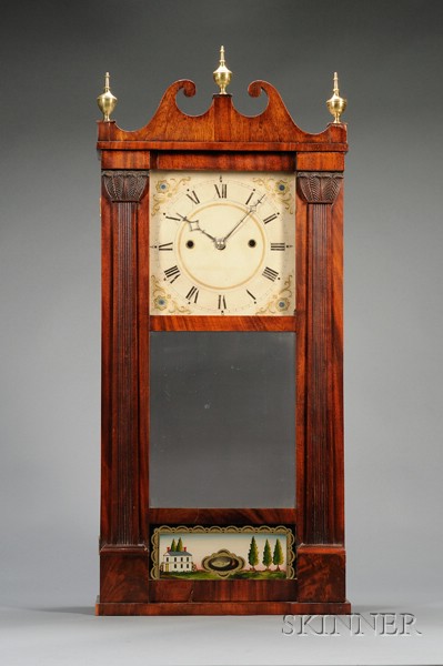 Appraisal: Reeded Pillar and Scroll Clock by Ives Lewis Bristol Connecticut