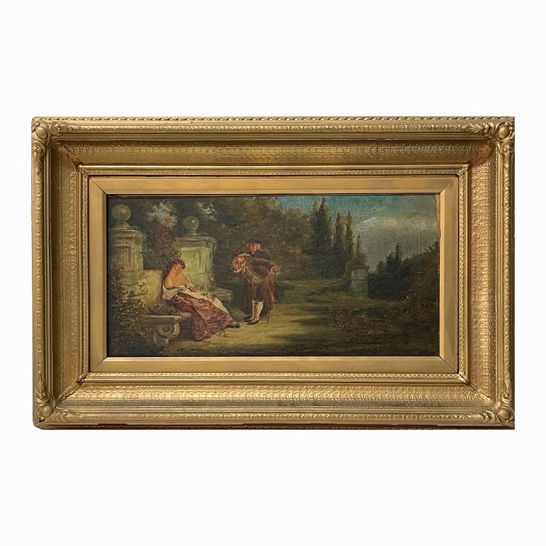 Appraisal: Antique Oil on Canvas Artist unknown painting depicting a th