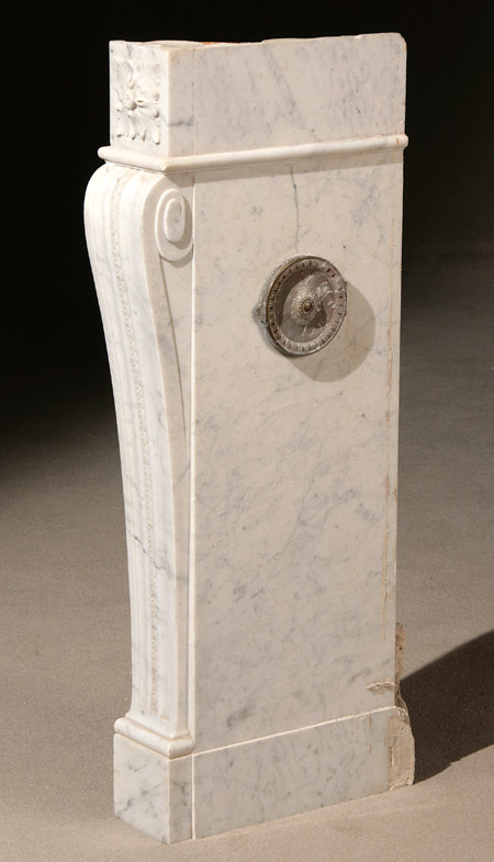 Appraisal: Neoclassical Style White Marble Hearth Surround th Century Lintel and