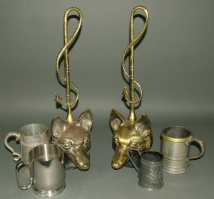 Appraisal: Ten various pewter tankards and a pair of Victorian style