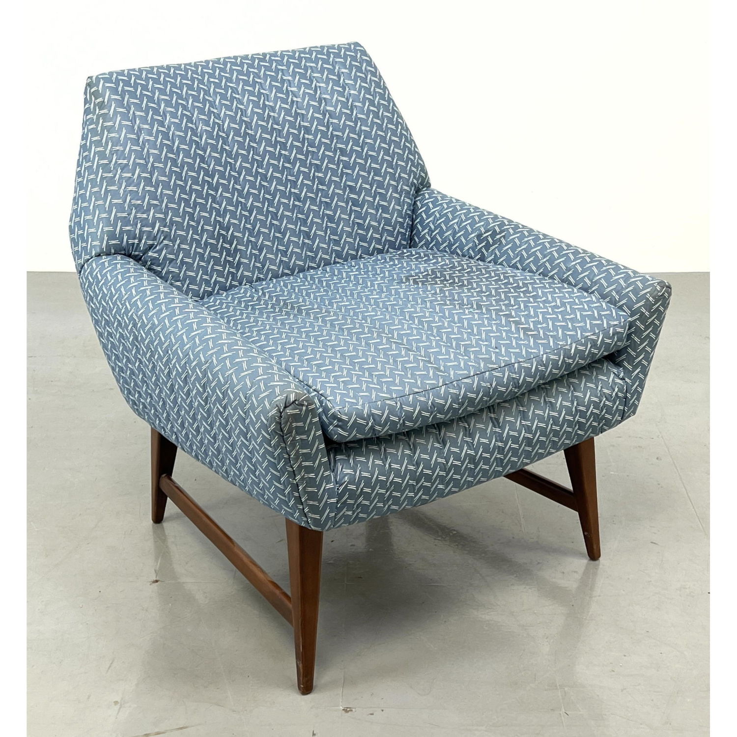 Appraisal: Jens Risom Low Lounge Chair Upholstered Lounge Chair Blue Fabric