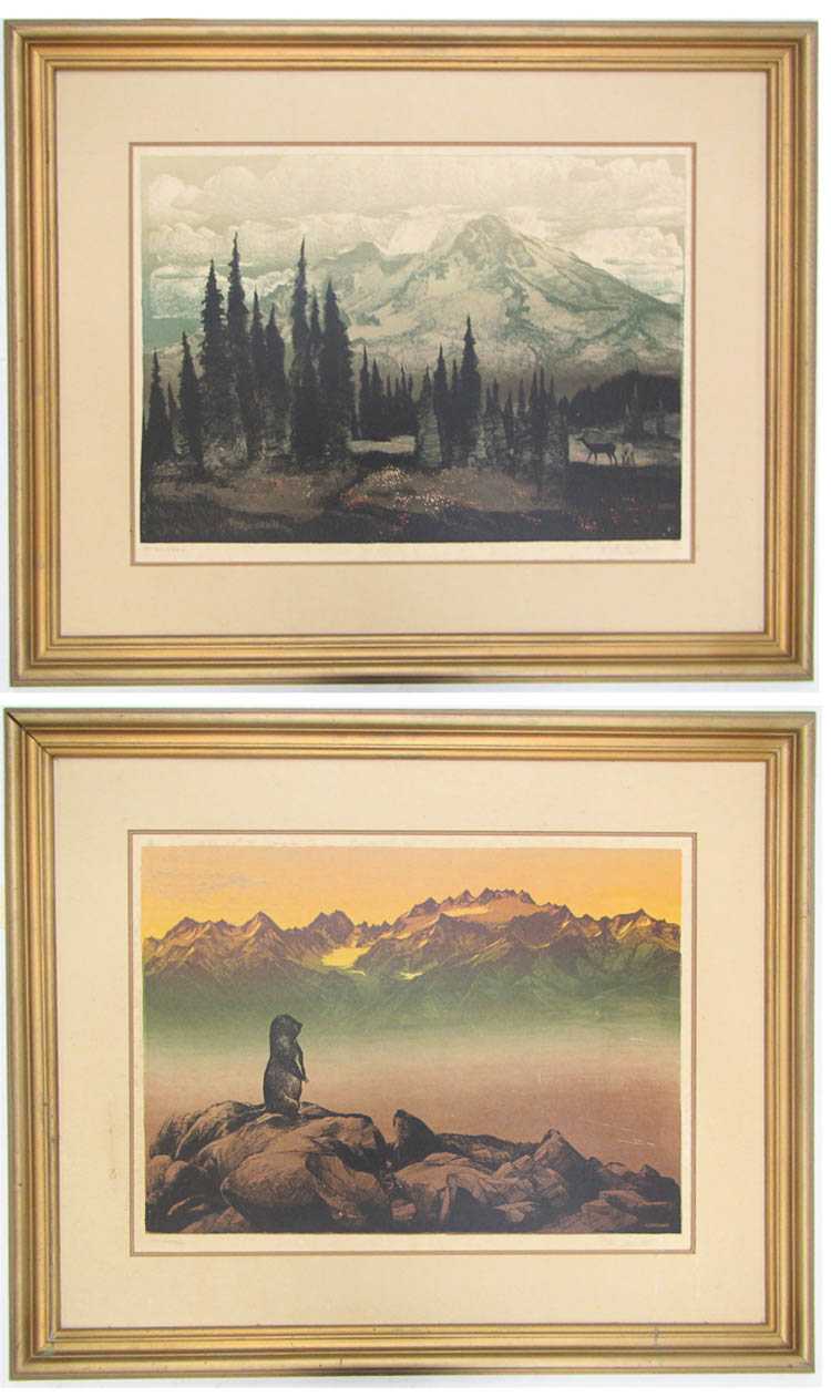 Appraisal: ELTON BENNETT TWO SERIGRAPHS Washington - The Mountain - x