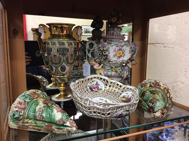 Appraisal: A PAIR OF CONTINENTAL PORCELAIN BASKETS each with classical decoration