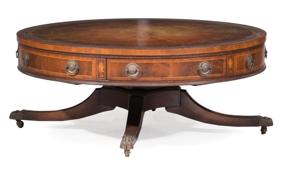 Appraisal: Regency-Style Mahogany Rent Table now reduced in height as a