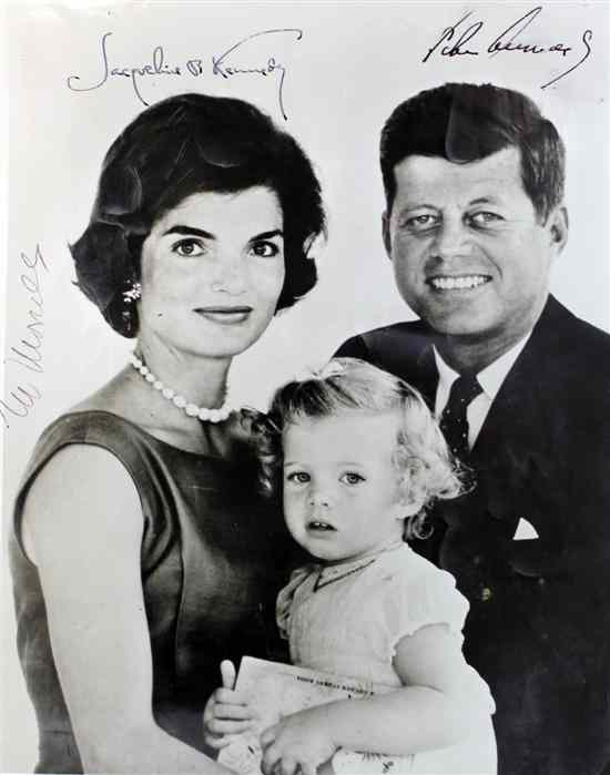 Appraisal: A signed photograph of John F Kennedy and Jacqueline Kennedy