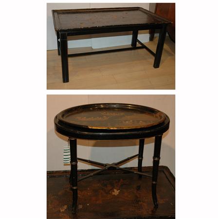 Appraisal: Two Victorian Style Chinoiserie Decorated Tray Tables Estimate -