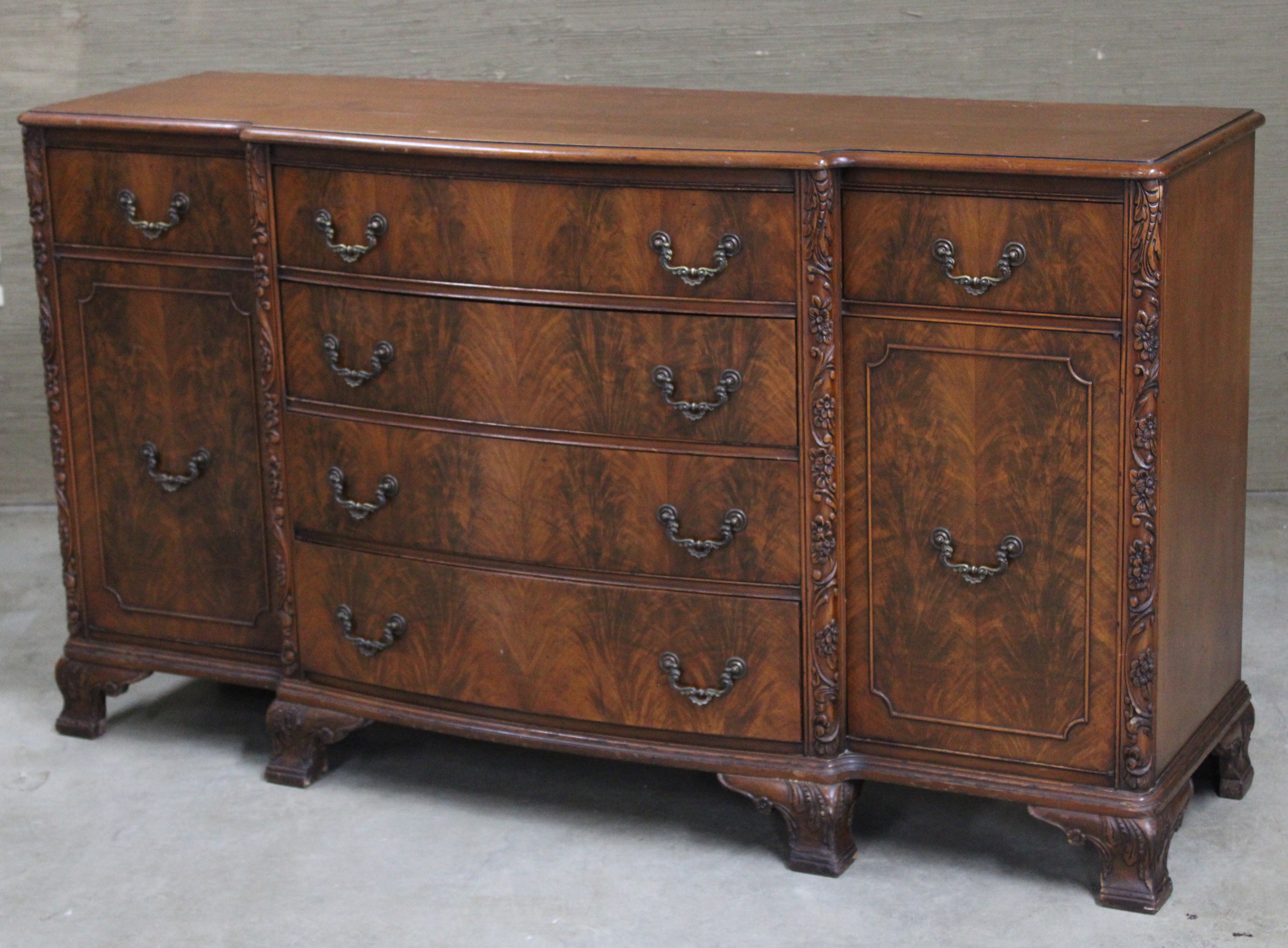 Appraisal: ENGLISH STYLE FLAME MAHOGANY BUFFET BY FINCH English style flame