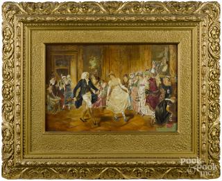 Appraisal: Painted enhanced lithograph of an elaborate interior scene with figures