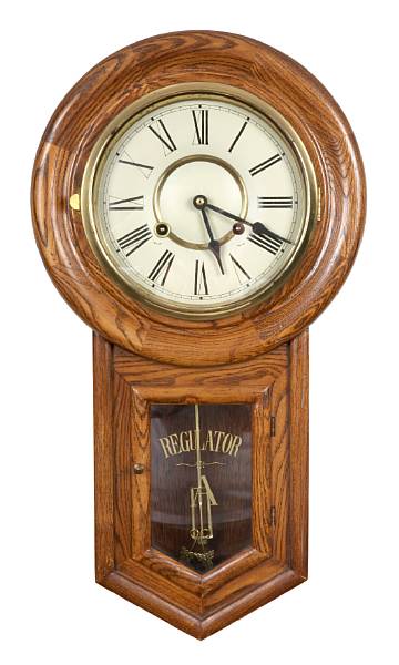 Appraisal: A group of four regulator wall clocks height of tallest