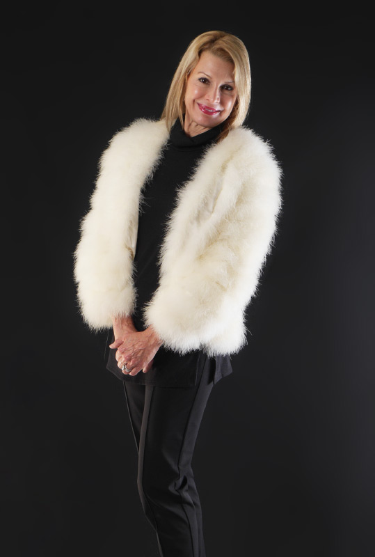 Appraisal: OSTRICH FEATHER JACKET Exotic white feathers fully lined small size