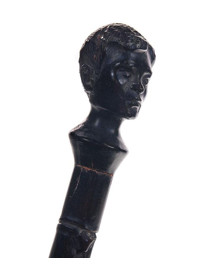 Appraisal: Folk Art Carved Black Americana Cane Folk Art Carved Black