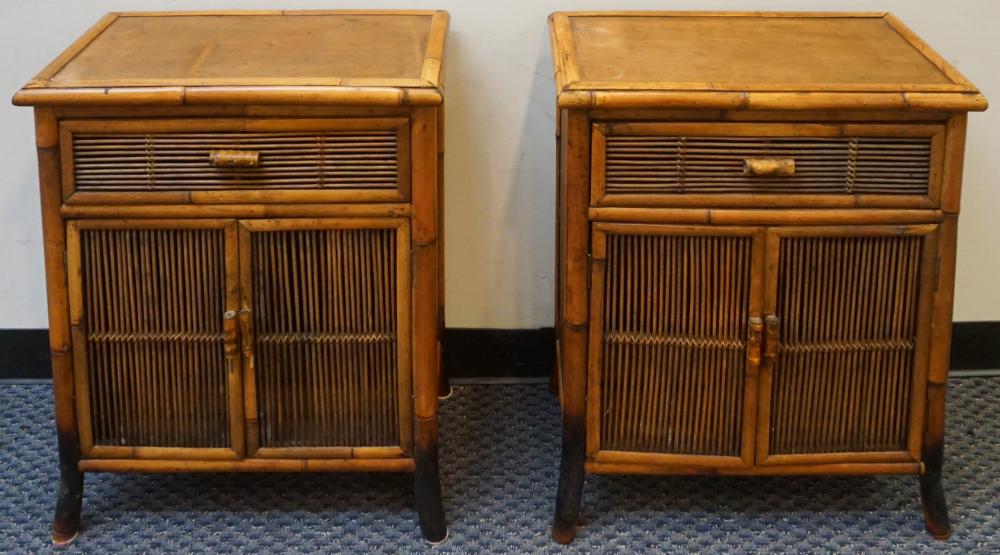 Appraisal: PAIR RATTAN SIDE CABINETS X X IN X X CM