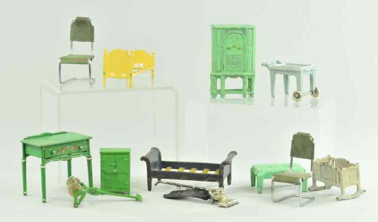 Appraisal: ASSORTED MINIATURE FURNITURE GROUPING Cast iron includes lawn mower vacuum