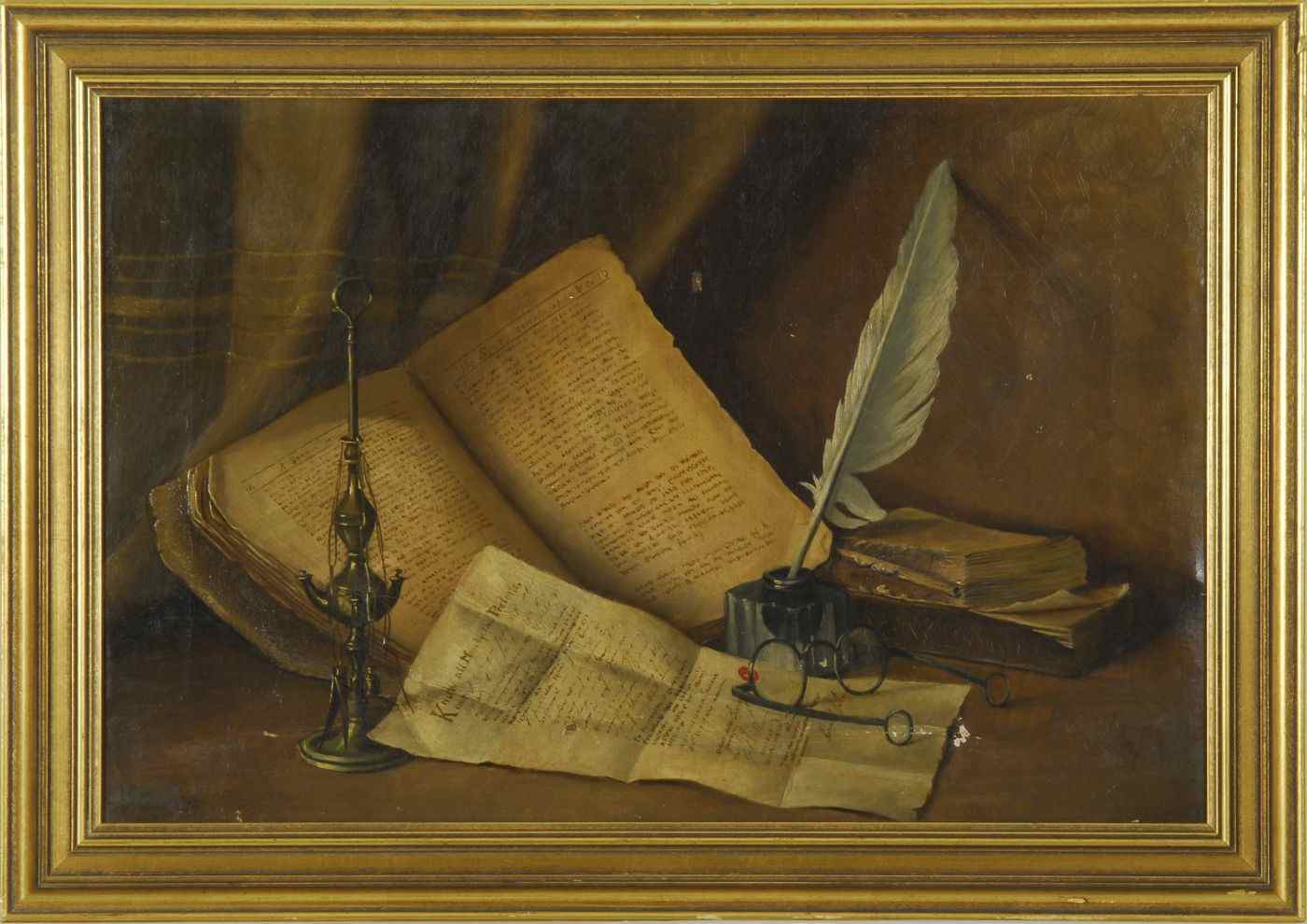 Appraisal: AMERICAN SCHOOLLate th Early th CenturyStill life with open book