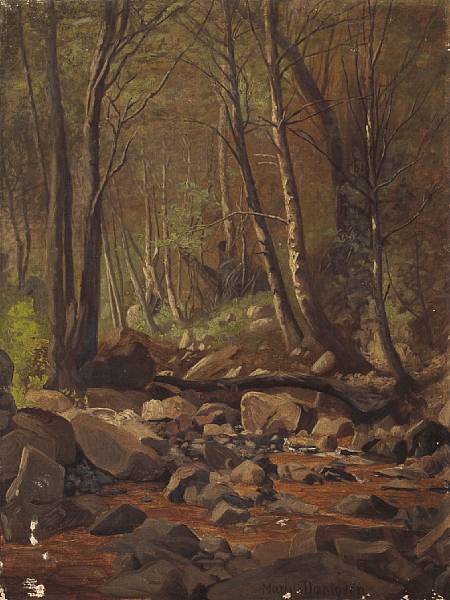 Appraisal: Marius Dahlgren Danish American - A Wooded Stream signed 'Marius