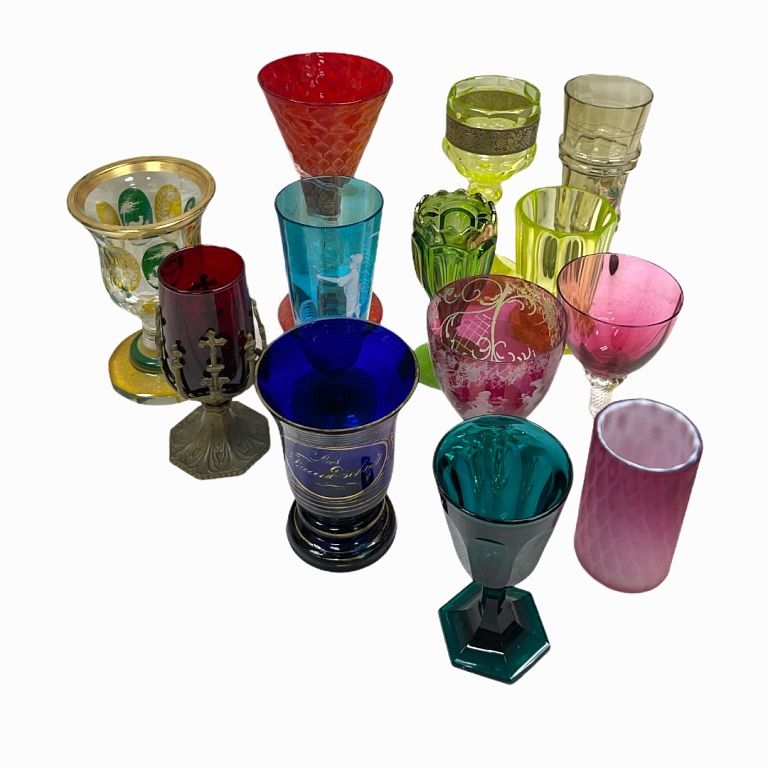 Appraisal: Set of Multicolored Glasses Antique set of assorted tinted glasses