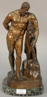 Appraisal: Bronze figure of Farnese Hercules leaning on a lion pelt