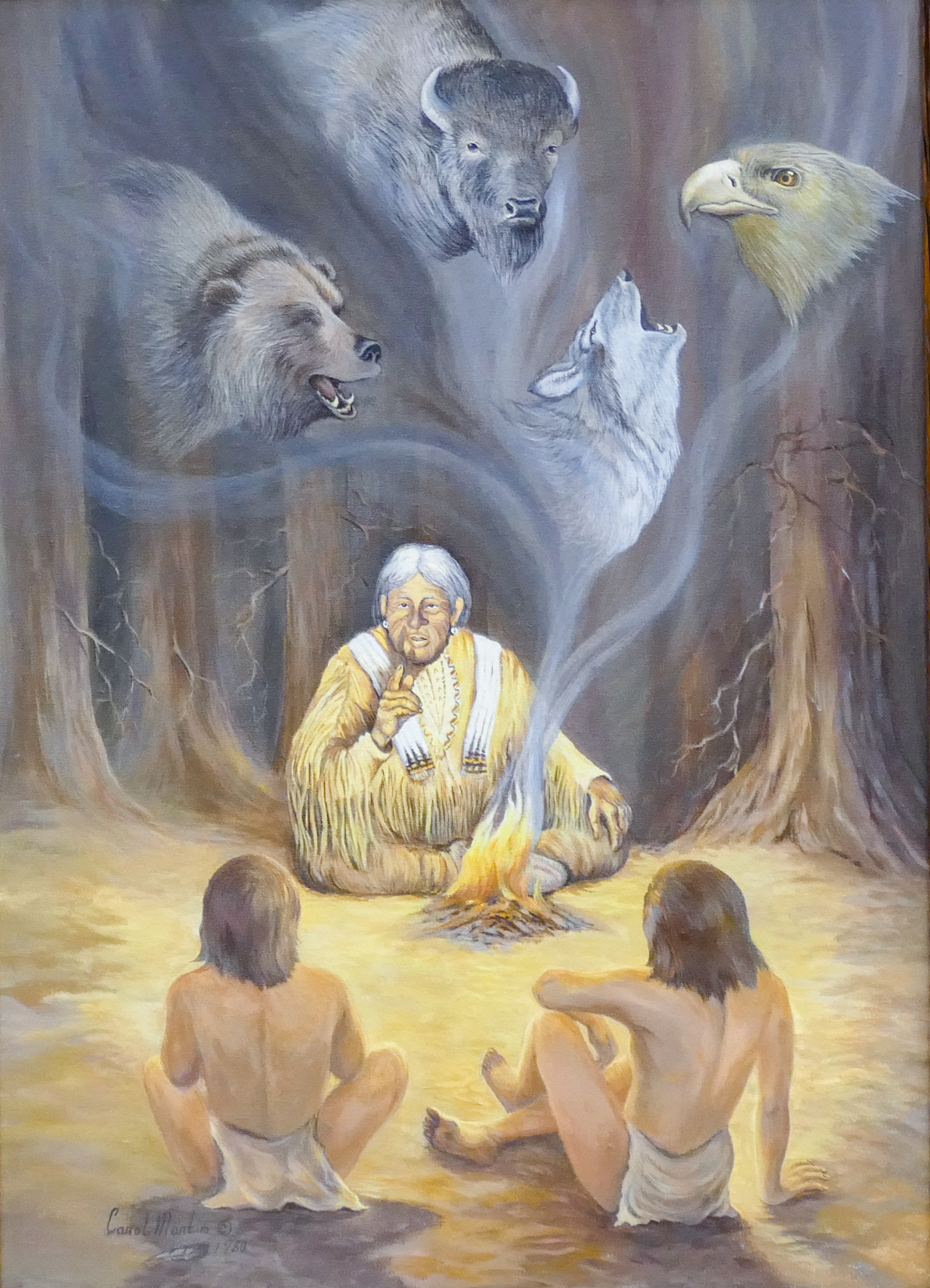 Appraisal: Carol Martin ''Native Legends'' Oil on Canvas Framed ''x ''