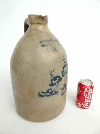 Appraisal: th c stoneware jug with floral decoration marked ''Satterlee Mory