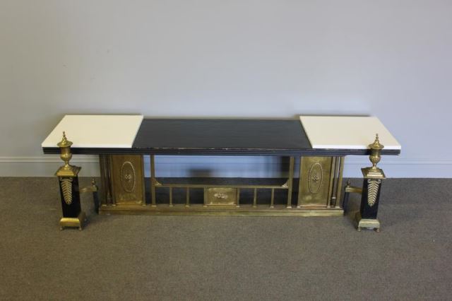 Appraisal: Fireplace Set with Platform Chenet together with aPair of Andirons