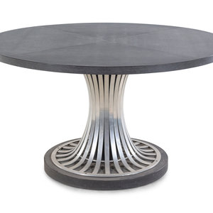 Appraisal: A Modernist Marble and Chrome Center Table Height x diameter