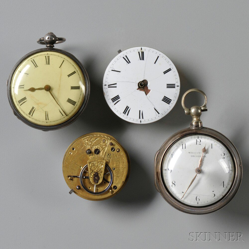 Appraisal: Two Silver Fusee Watches and two Additional Movements England a