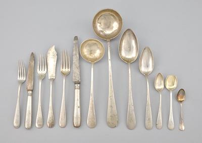 Appraisal: A Collection of Austro-Hungarian Silver Flatware Mostly all monogrammed with