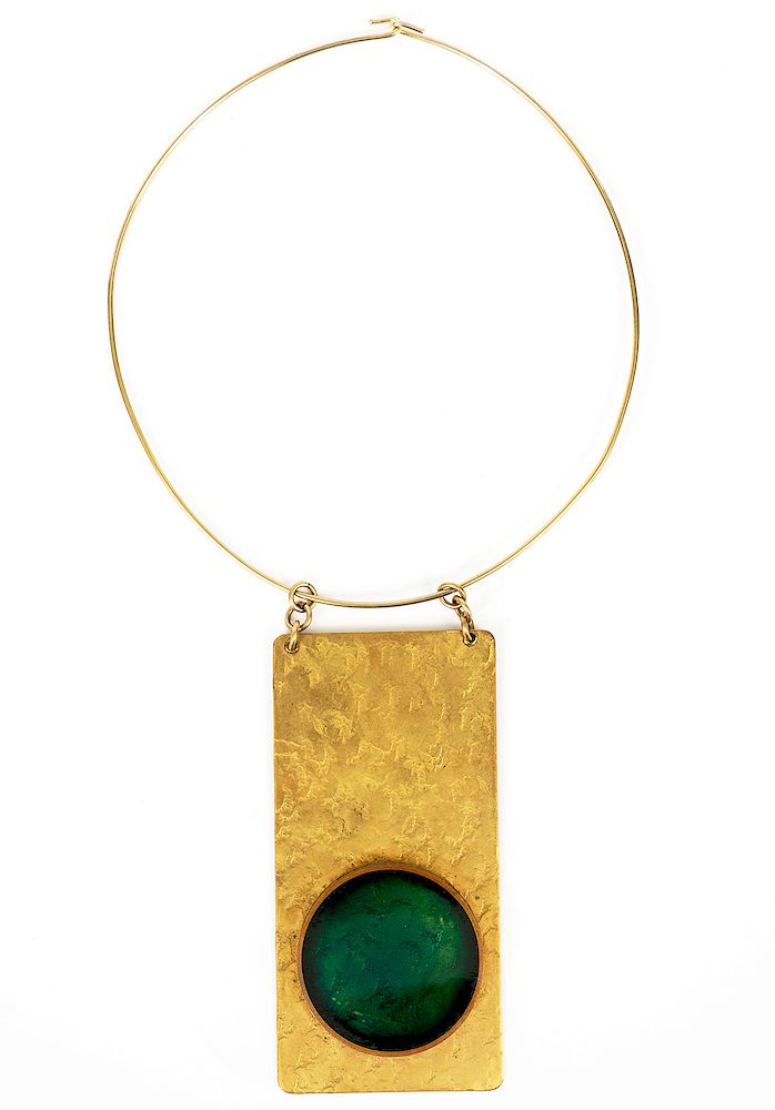 Appraisal: Bernard Chaudron Choker Pendant Bernard Chaudron choker with large rectangular