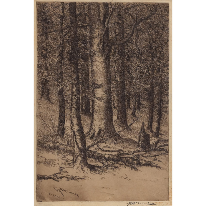 Appraisal: E T Hurley etching Kilgours' Woods signed dated - -