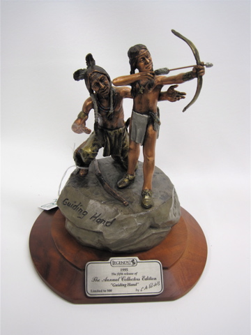 Appraisal: C A PARDELL POLYCHROME METAL SCULPTURE titled Guiding Hand Legends