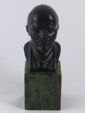 Appraisal: A bronze bust of Lenin on green hardstone plinth Ht